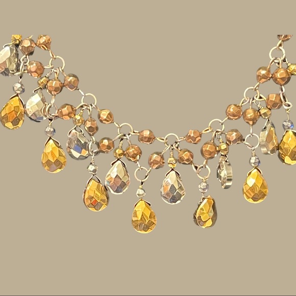 Robert Rose Dangling Teardrop Glass Beads Necklace 16” Length - Picture 2 of 3